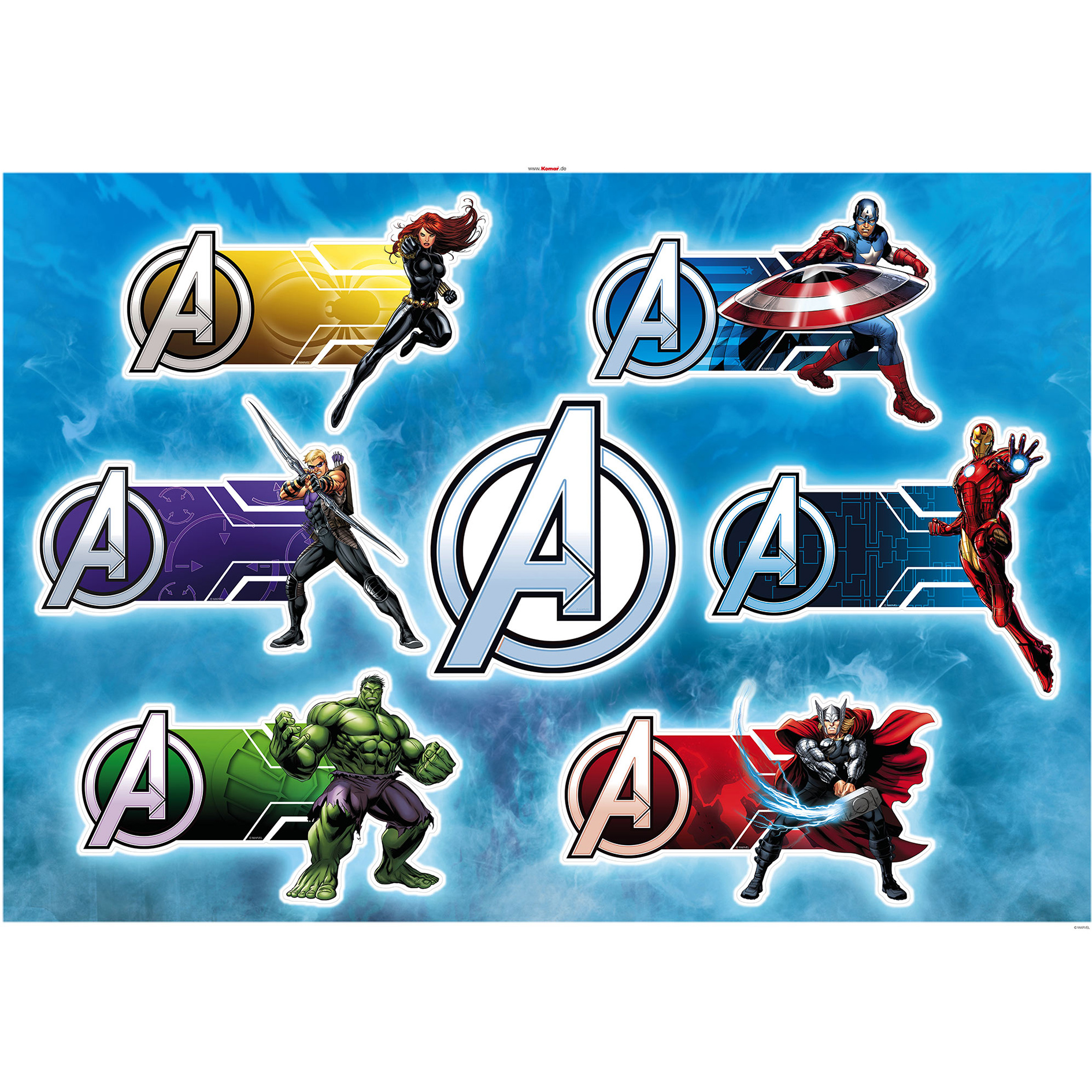 Wandtattoo AVENGERS PLATES - bunt - 100x70 cm