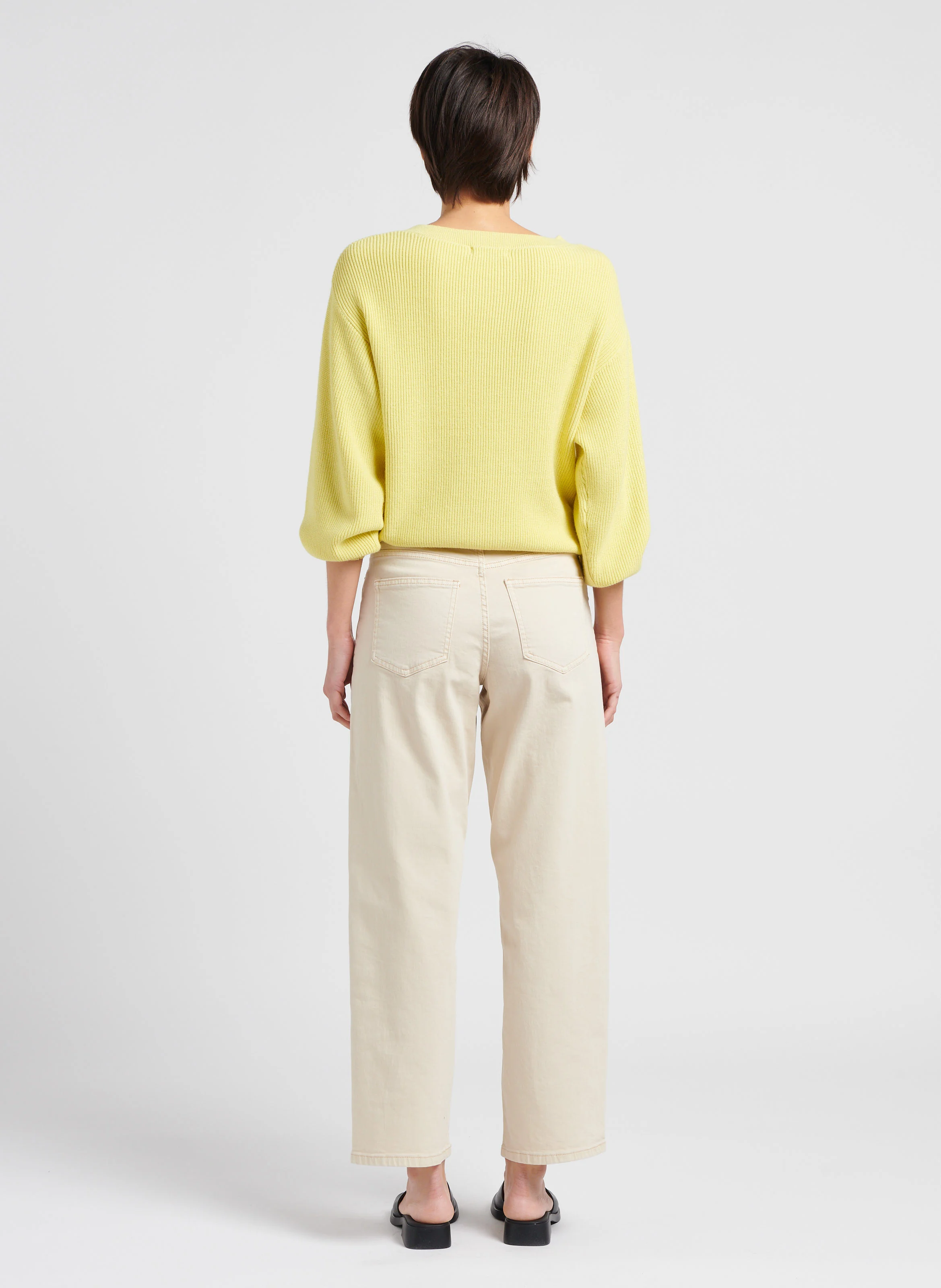 MELANIE - Jean droit en coton mélangé| Beige