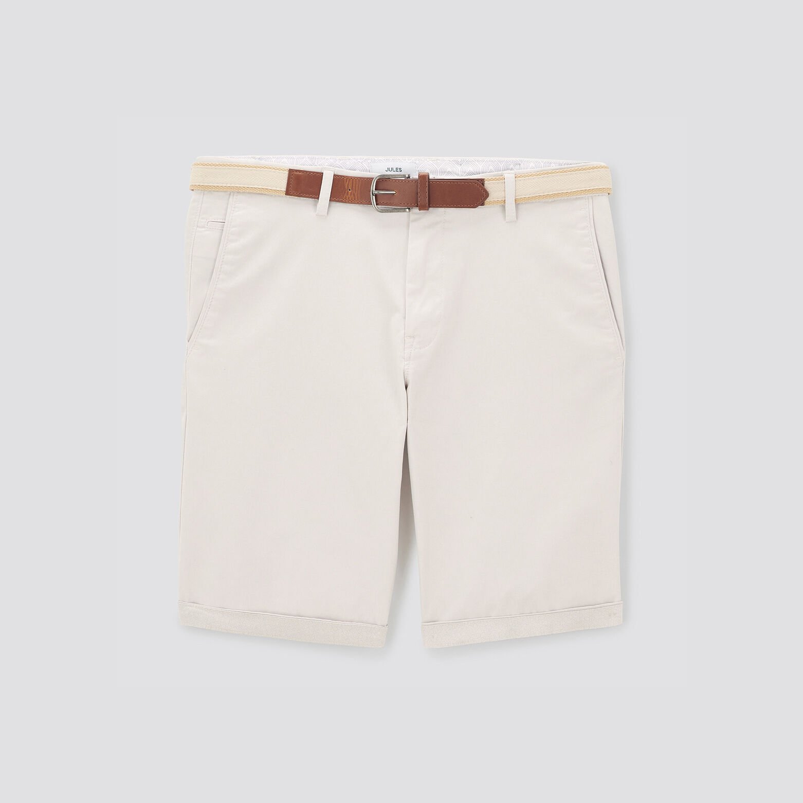 Bermuda chino uni avec ceinture Beige