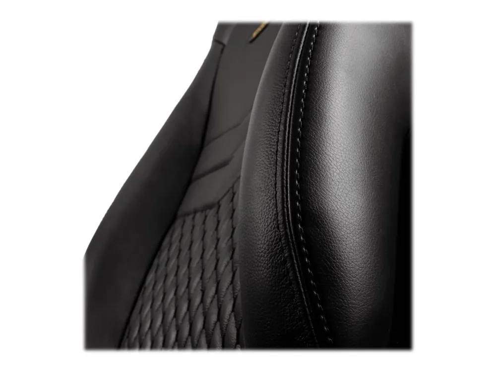 Noblechairs ICON - Stol - armstøtter - T-formet - vippe - drejeled - aluminium, polyurethan, stål, top-narv læder, nylon/polyetylen - sort