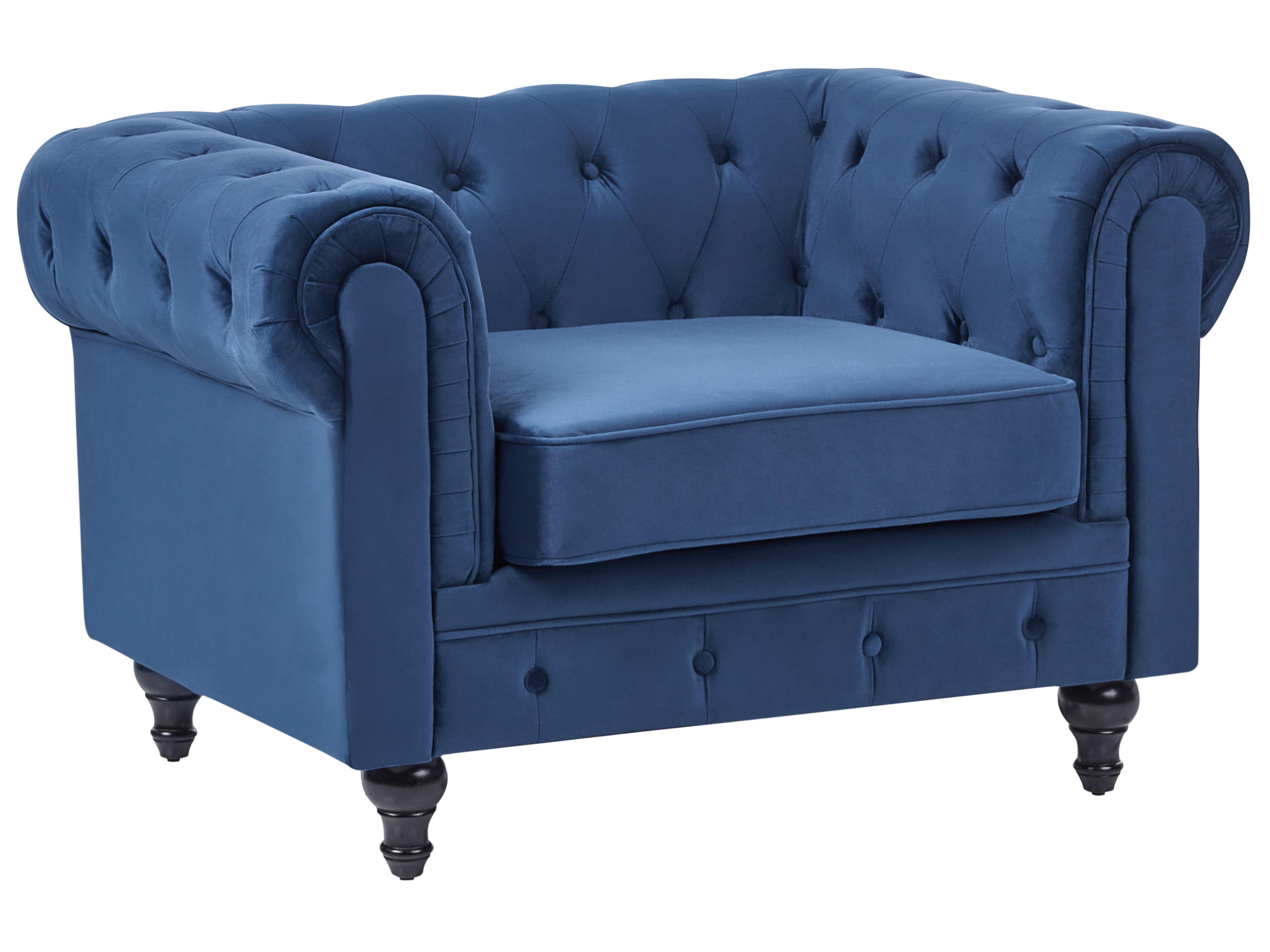Bankenset 4-zits CHESTERFIELD Fluweel Marineblauw