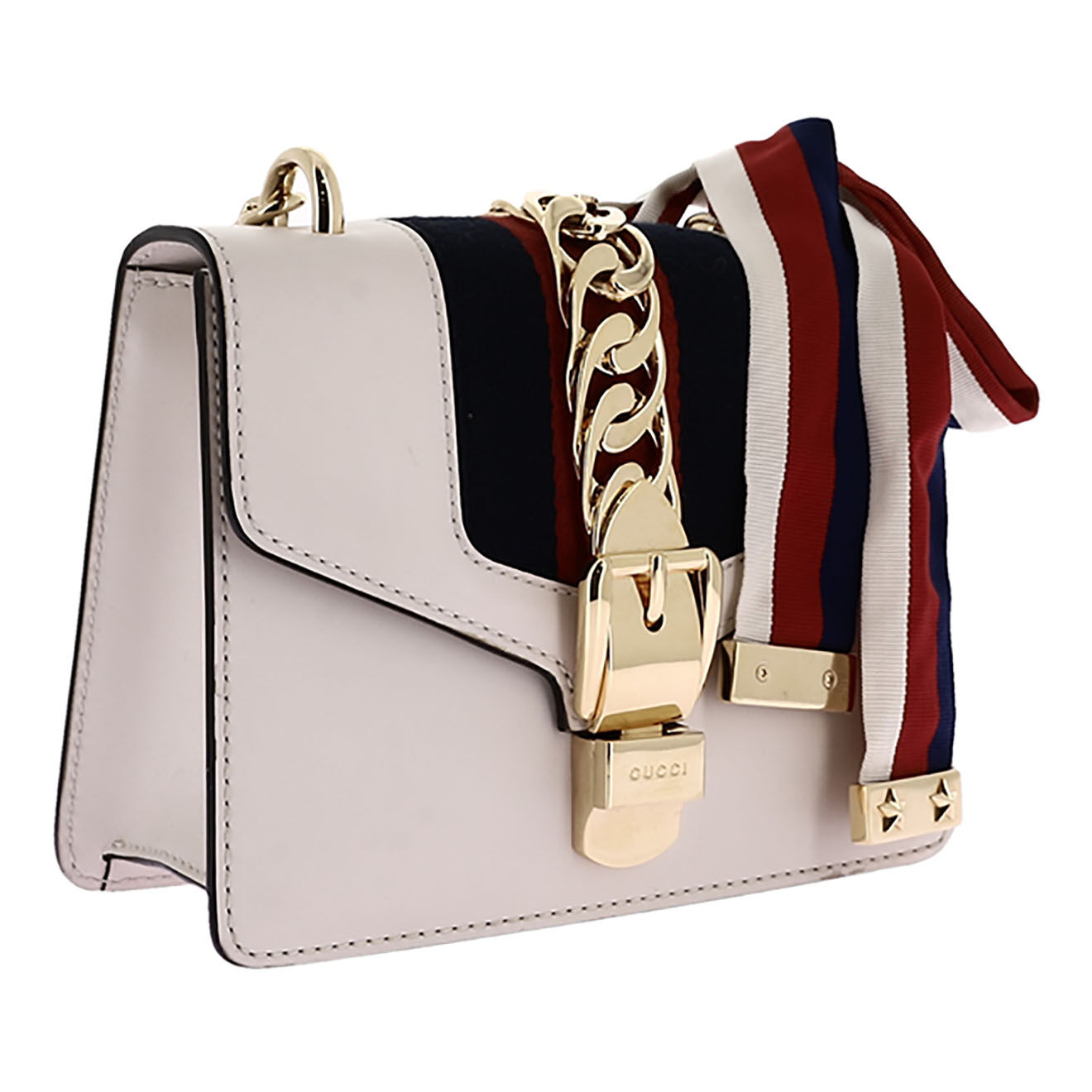 Gucci Sac bandoulière Sylvie PM en Cuir écru - Très bon état - L.19 cm