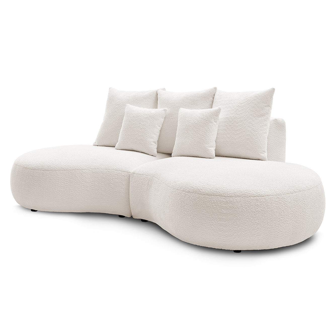 Bobochic Canapé droit fixe 3 places saint-germain tissu bouclette blanc - 260x145x92 cm