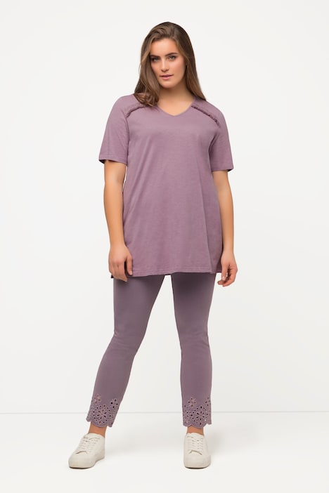 T-Shirt, A-Line, V-Ausschnitt,  Halbarm