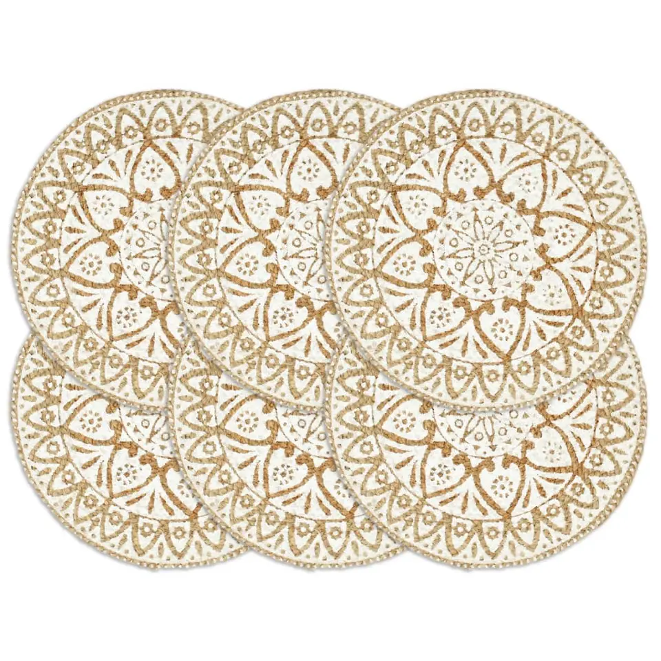 vidaXL - Placemat - Wit - Jute - 6 stuks