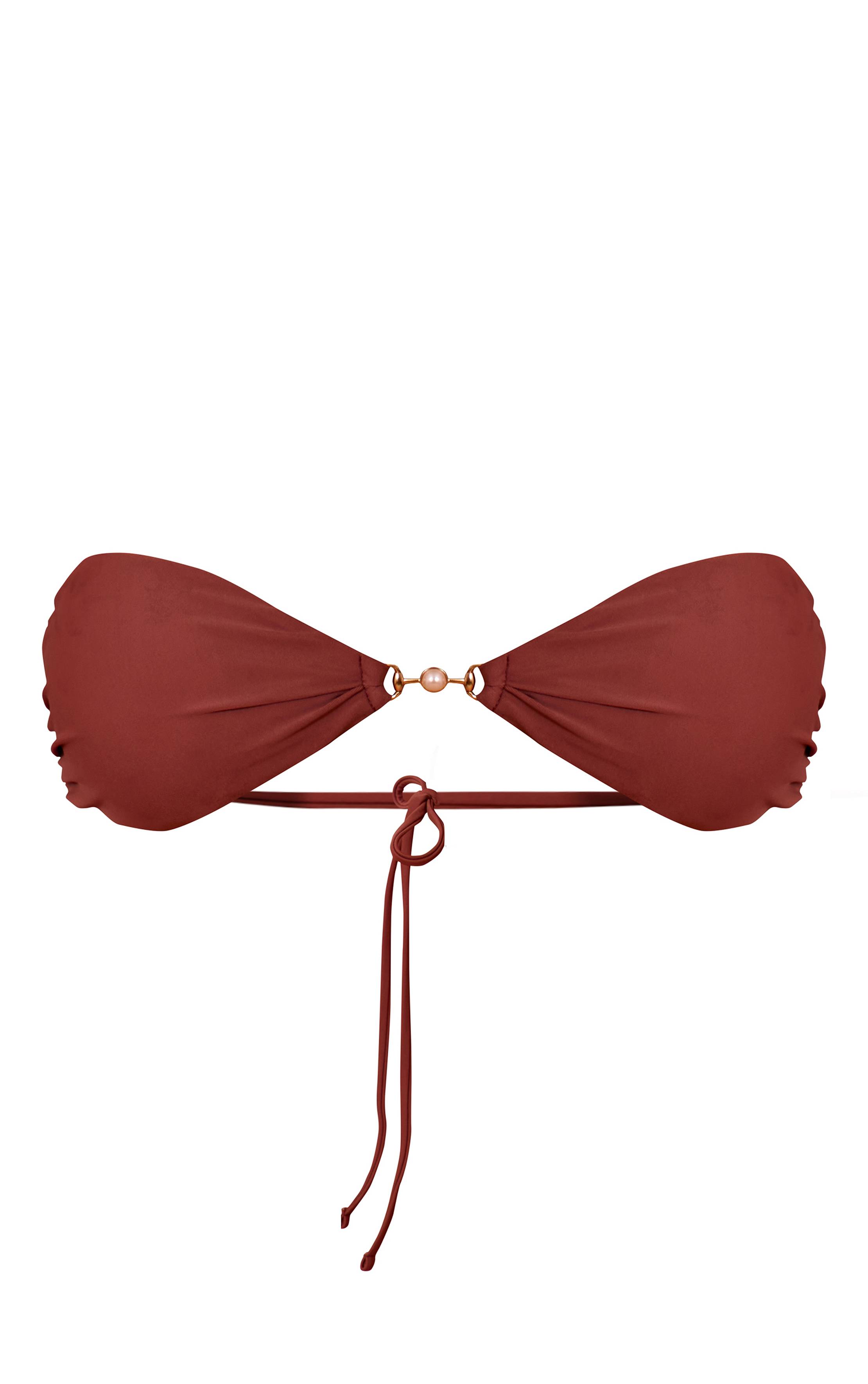 Bronze Haut De Bikini Bandeau Avec Détails Contrastés