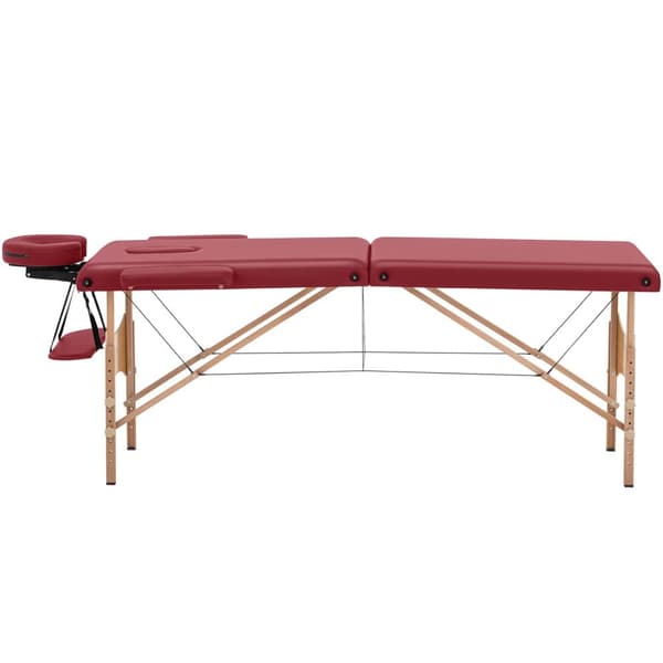 Bord, massasjeseng, tre, bærbar, sammenleggbar, Toulouse Red, opptil 227 kg, rød