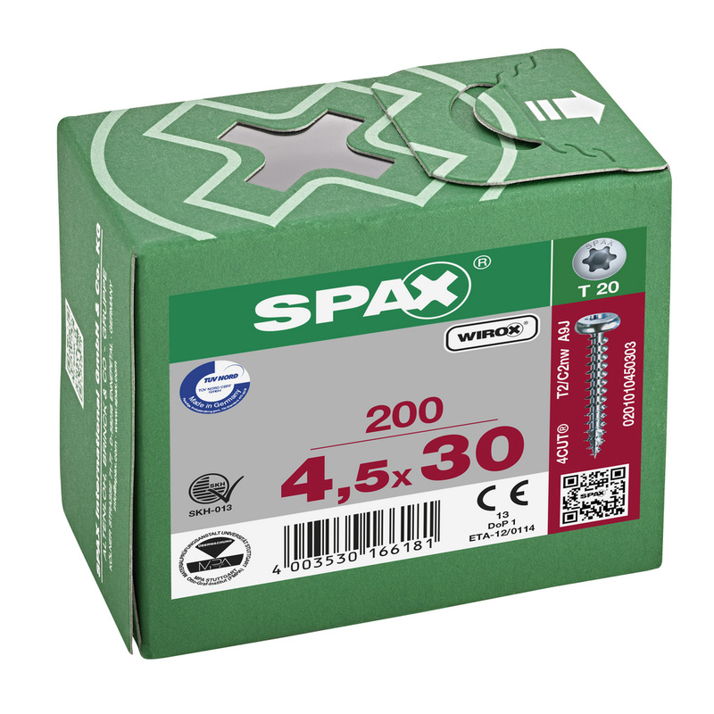 Spax universele schroeven bolkop voldraad 4,5x30mm TX25