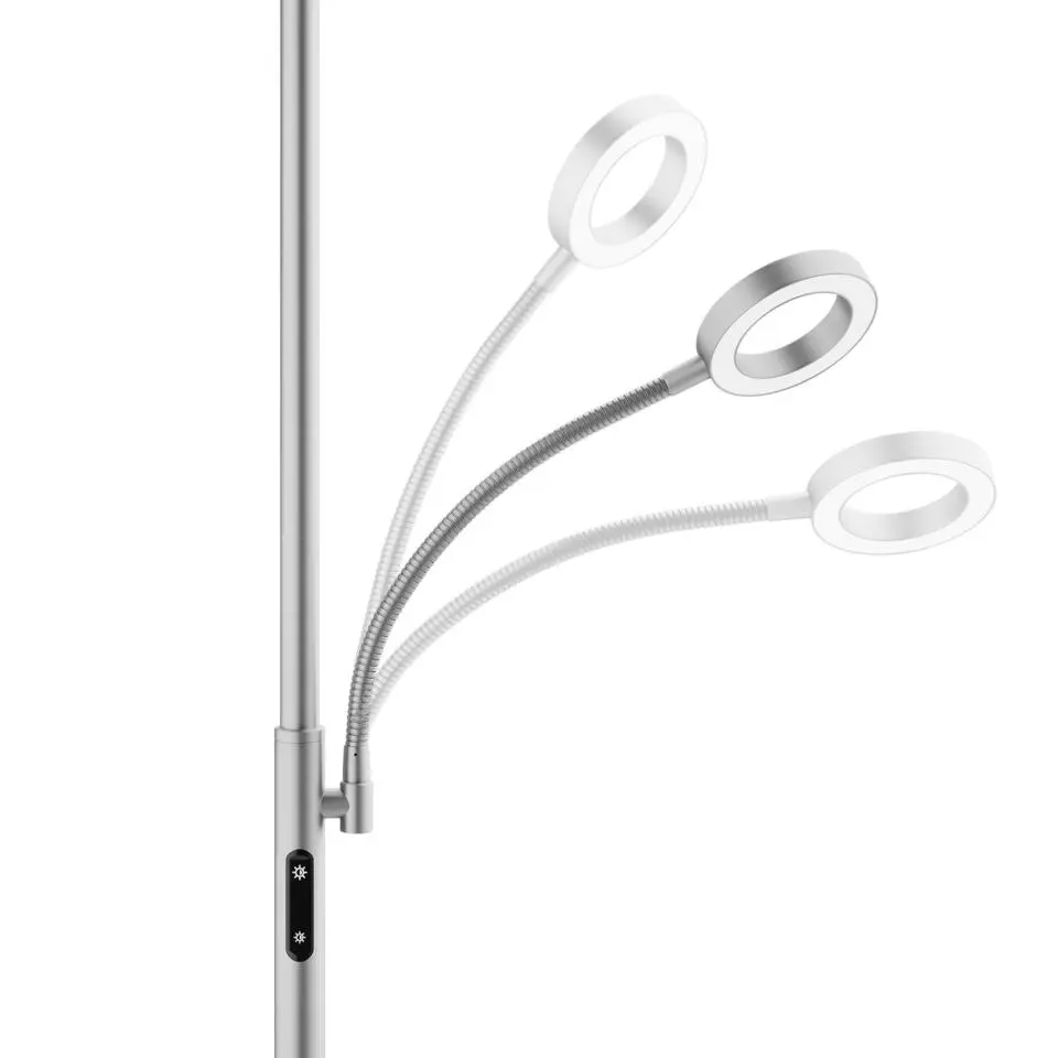 tectake Vloerlamp Auralis LED 20W, leeslamp, dimbaar, Mat Nikkel