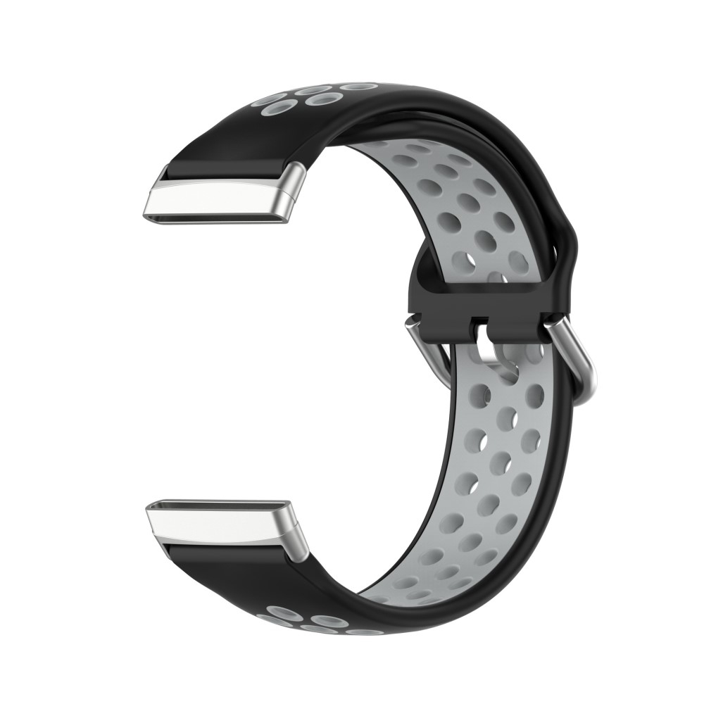 Fitbit Versa 4 / Sense 2 Ersatz Silikon Armband Dual Color (Gelenkumfang 190 - 230mm) - Schwarz / Grau