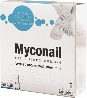 Bailleul Myconail 80mg/g Ciclopir. Vernis À Ongles Médicamenteux Flacon 3,3ml