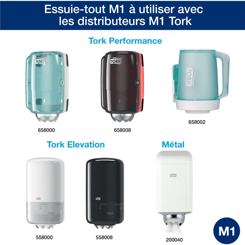 Bobine dévidage central mini Tork M1 Universal 310 - Carton de 11
