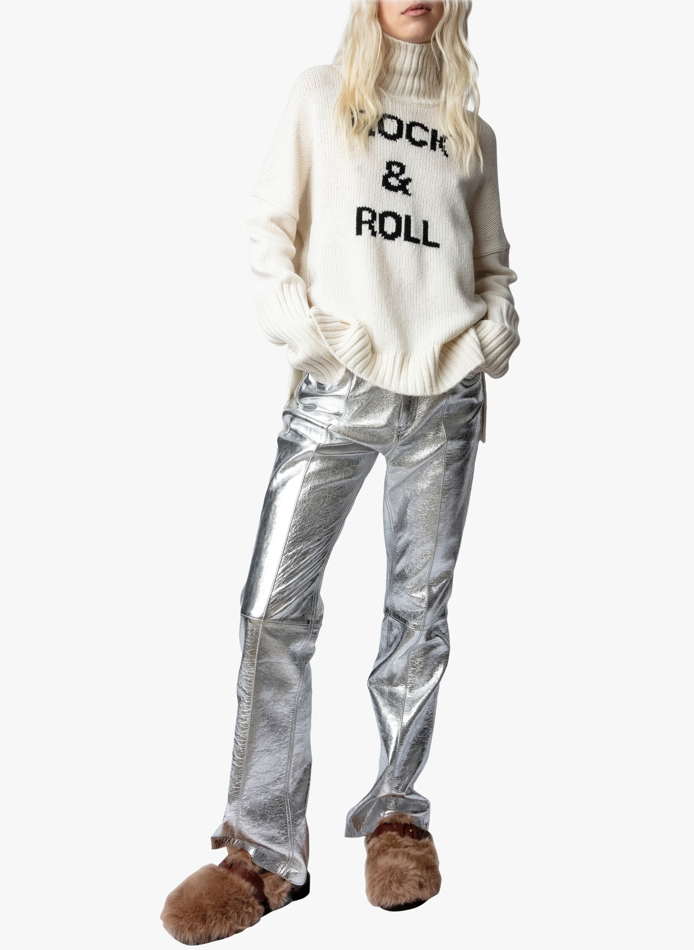 Pull col roulé en laine | Blanc