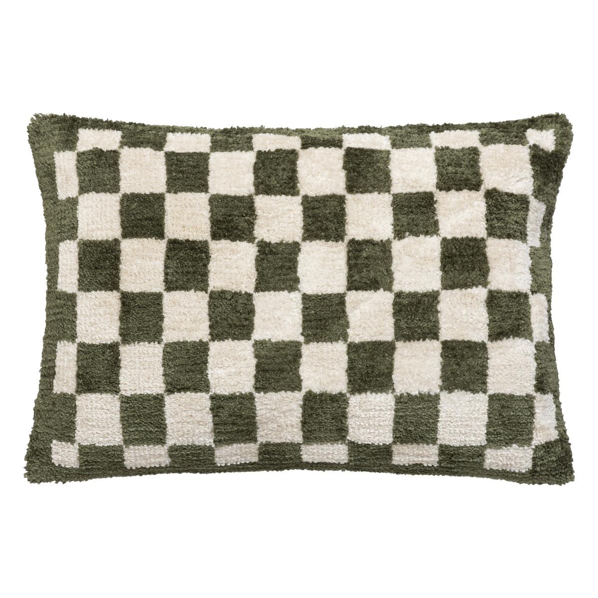 COUSSIN TUFTE DAMIER CORNER KAKI 38X58CM