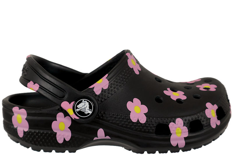 CROCS CLASSIC FLOWER CLOG I SORT GUMMI
