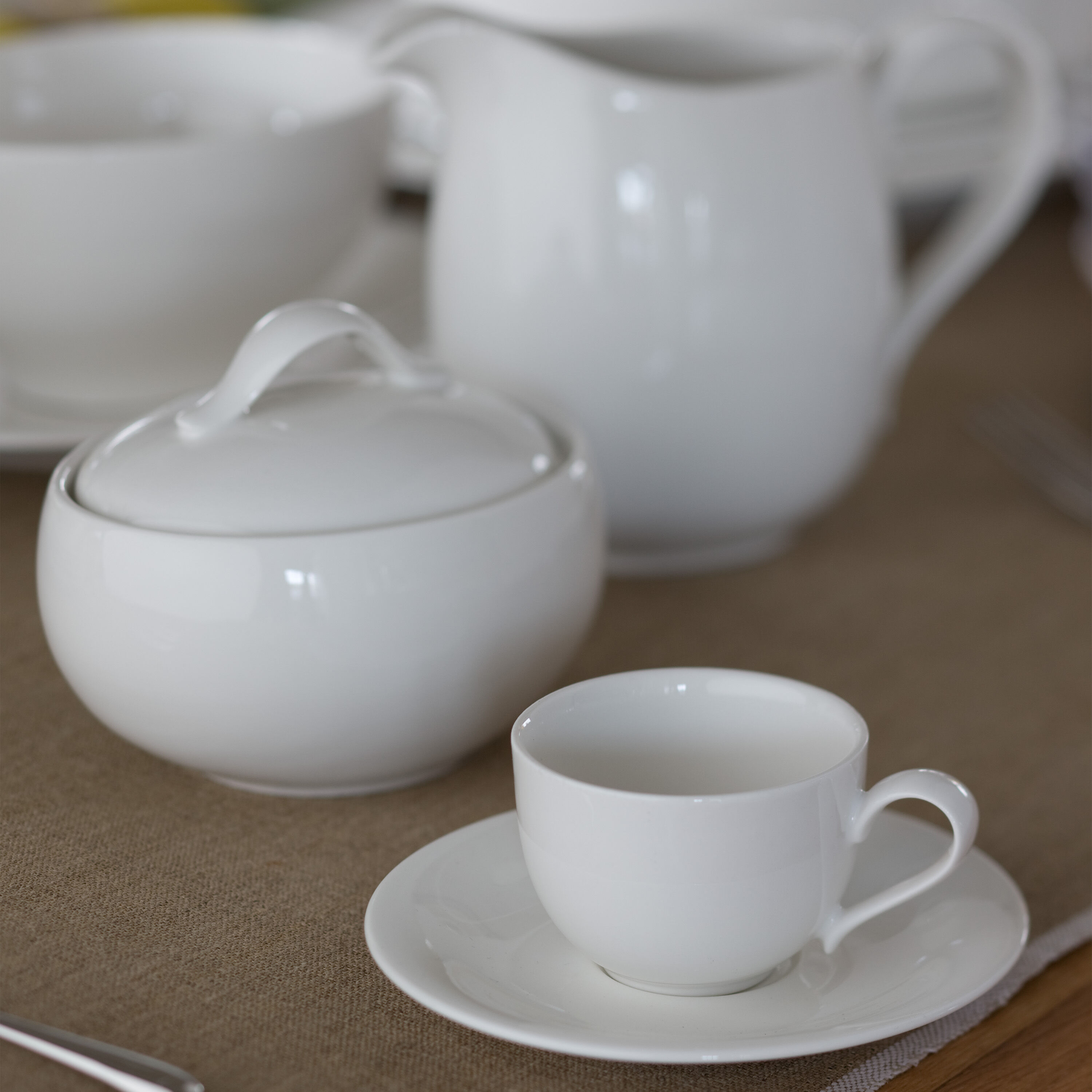 New Cottage Sugar bowl White, 15.3 oz, Premium Porcelain