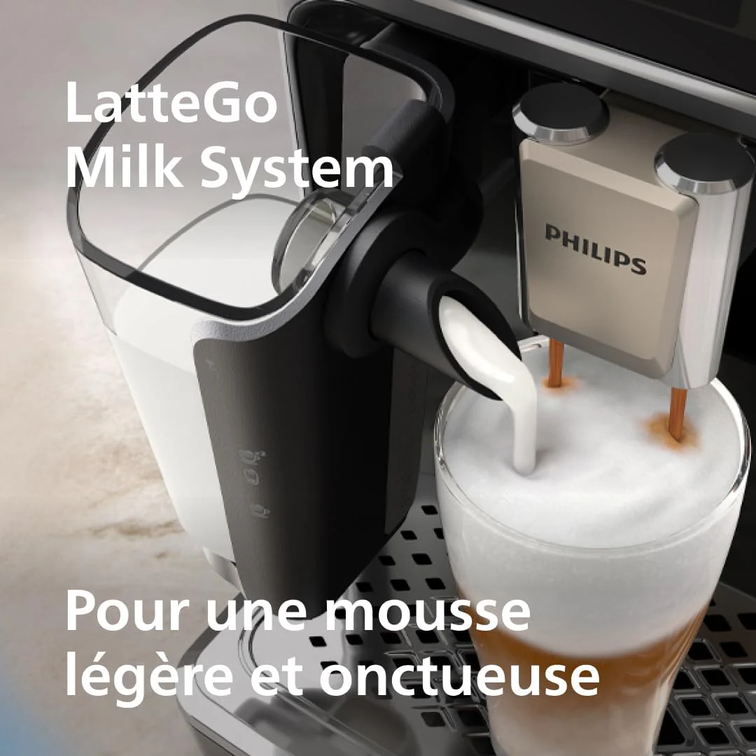 Philips Série 5400 Machine Expresso - Café à Grain - LatteGo Mousseur à Lait, 12 Spécialités de Café, Affichage Intuitif, 4 Profils Utilisateur, Noir (EP5441/50)