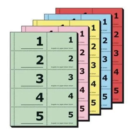 Sigel Nummernblocks A6 1-500, 1 Stück, 5-fach farblich sortiert