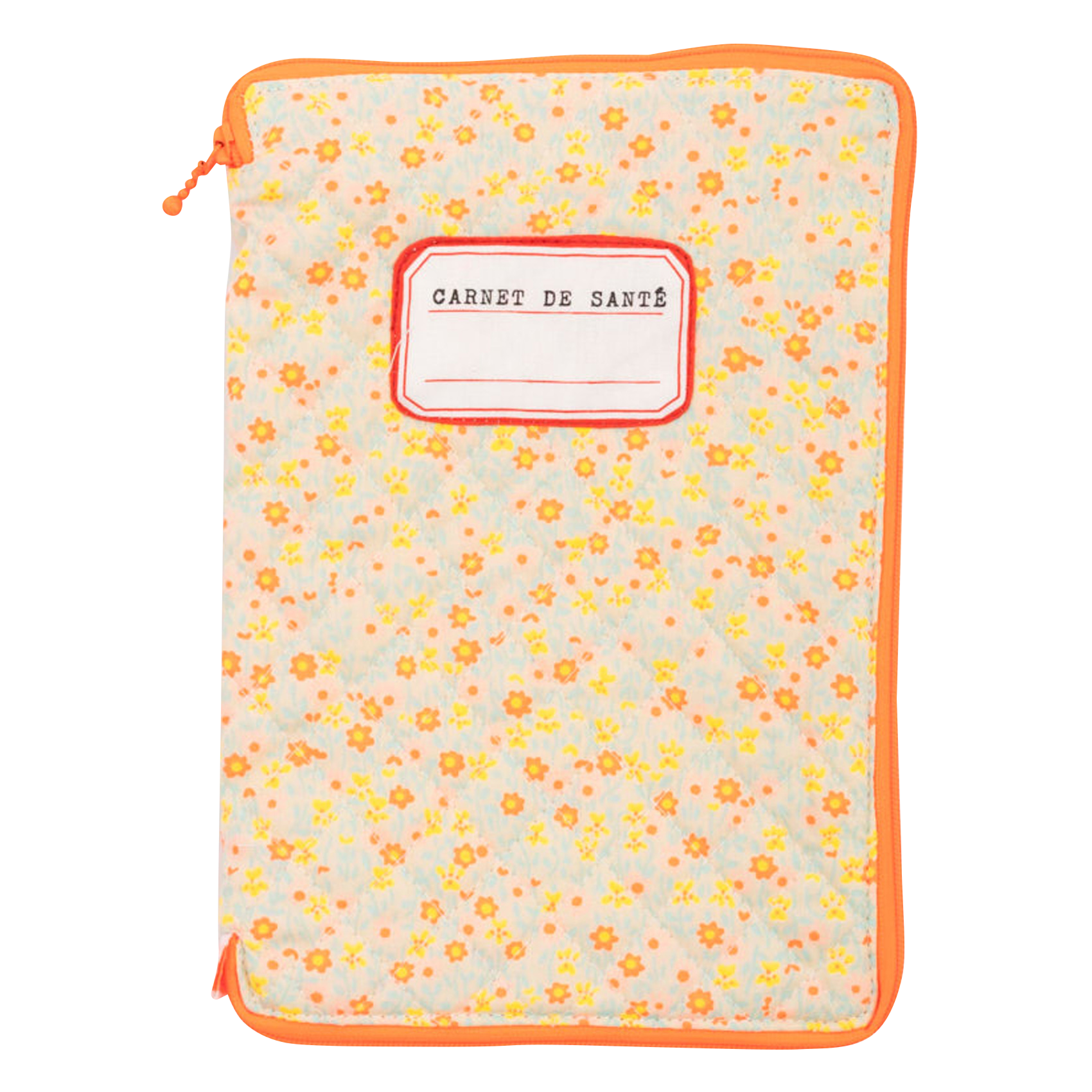 Protège carnet de santé imprimé fleuri en coton | Blanc