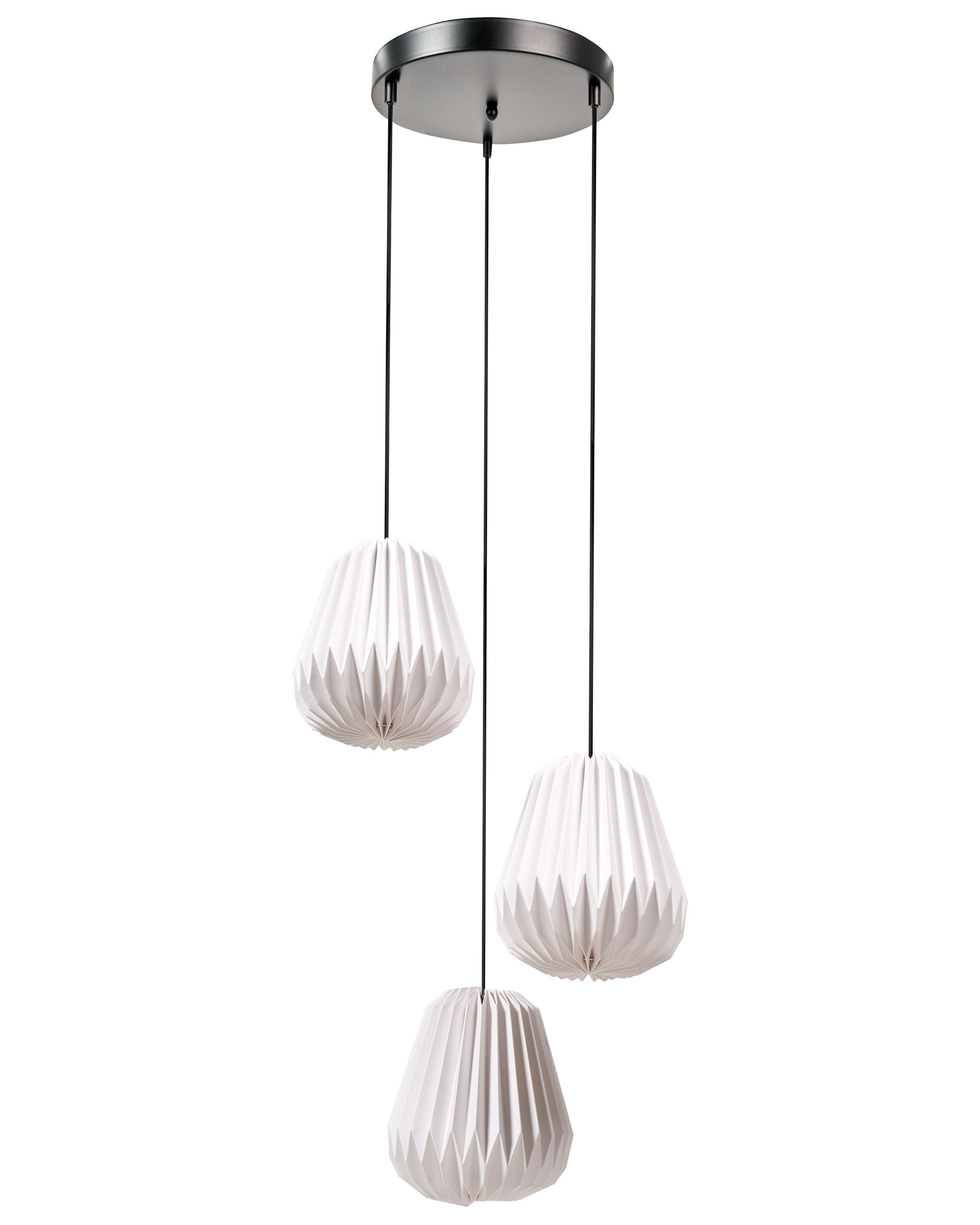 3-lichts hanglamp HONDE Papier Wit