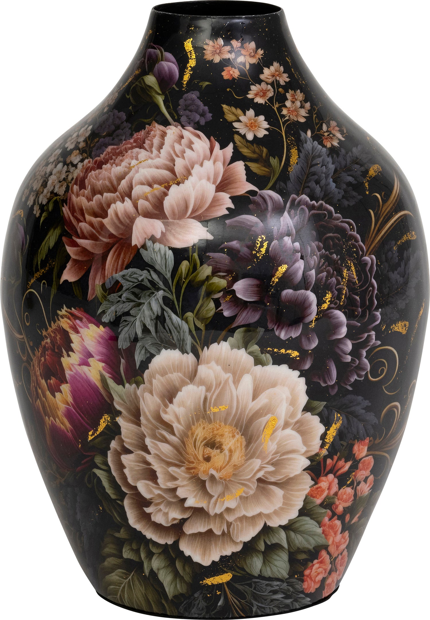 Intratuin vaas Nolan zwart / roze D 21 H 31 cm