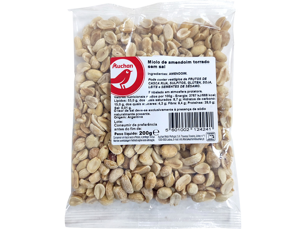 AMENDOIM AUCHAN SEM SAL 200 G
