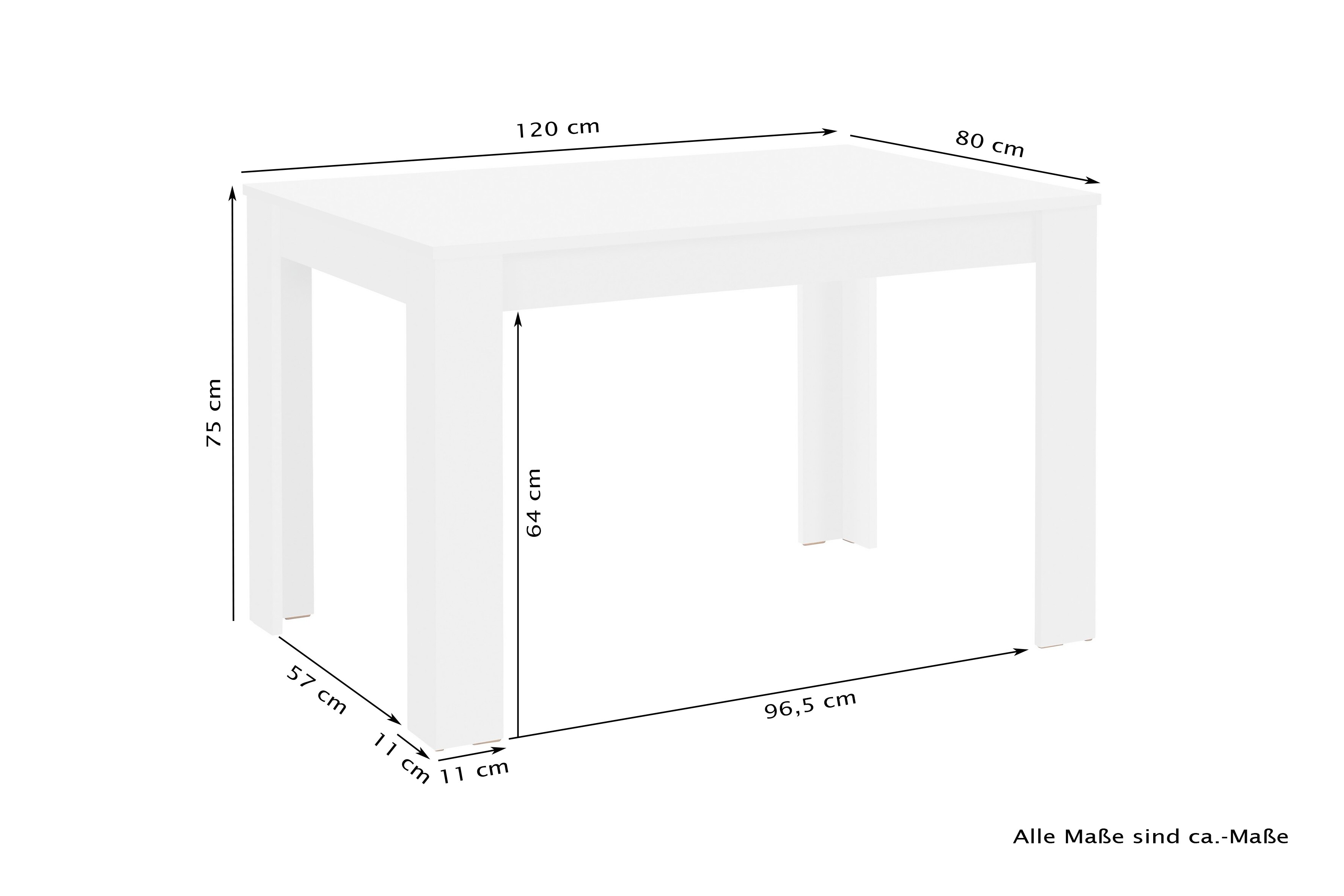 byLIVING Esstisch NEPAL, Breite 120 cm, Light Atelier (Beton-Optik)