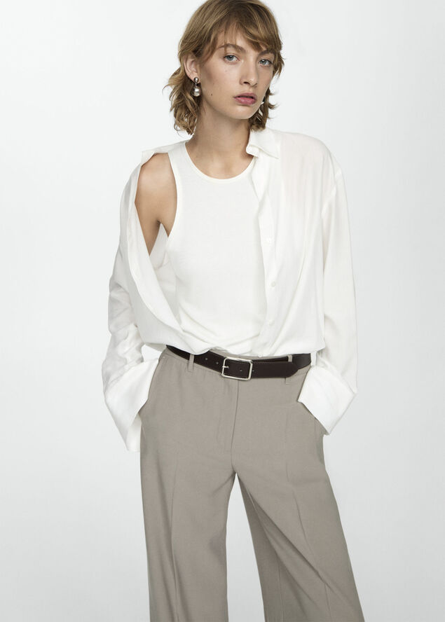 MANGO Lyocell fluid shirt Natural white