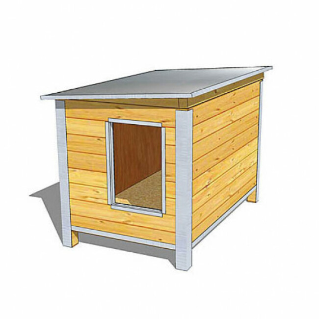 Niche isolée en bois pour chien avec toit simple pan incliné