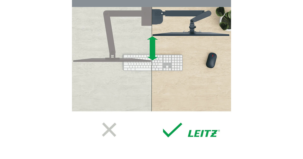 LeitzErgo Ruimtebesparende Enkele Monitorarm  (Donkergrijs)