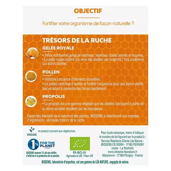 Geleia Real, Pólen e Própolis Orgânica Biosens - 10 ampolas
