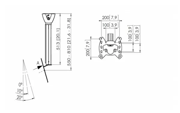 Vogel's Professional PFC 555 - Monteringssæt (loftsplade, stang) - for LCD display - sølv - skærmstørrelse: 19