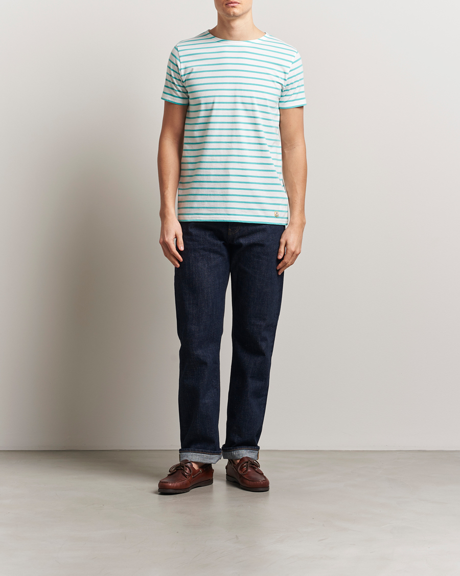 Armor-lux Hoëdic Boatneck Héritage Stripe T-shirt Milk/Laguna