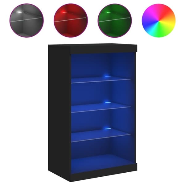 vidaXL Skjenk med LED-lys svart 60,5x37x100 cm