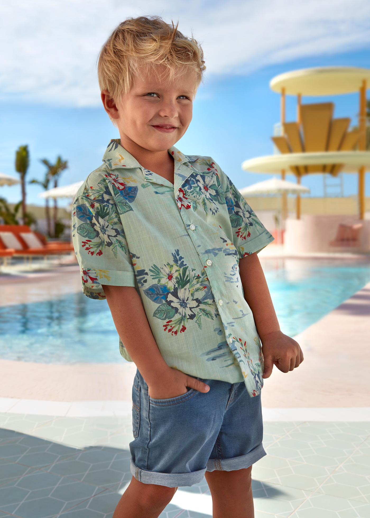 Bermuda jeans infantil Better Cotton, jeans claro.