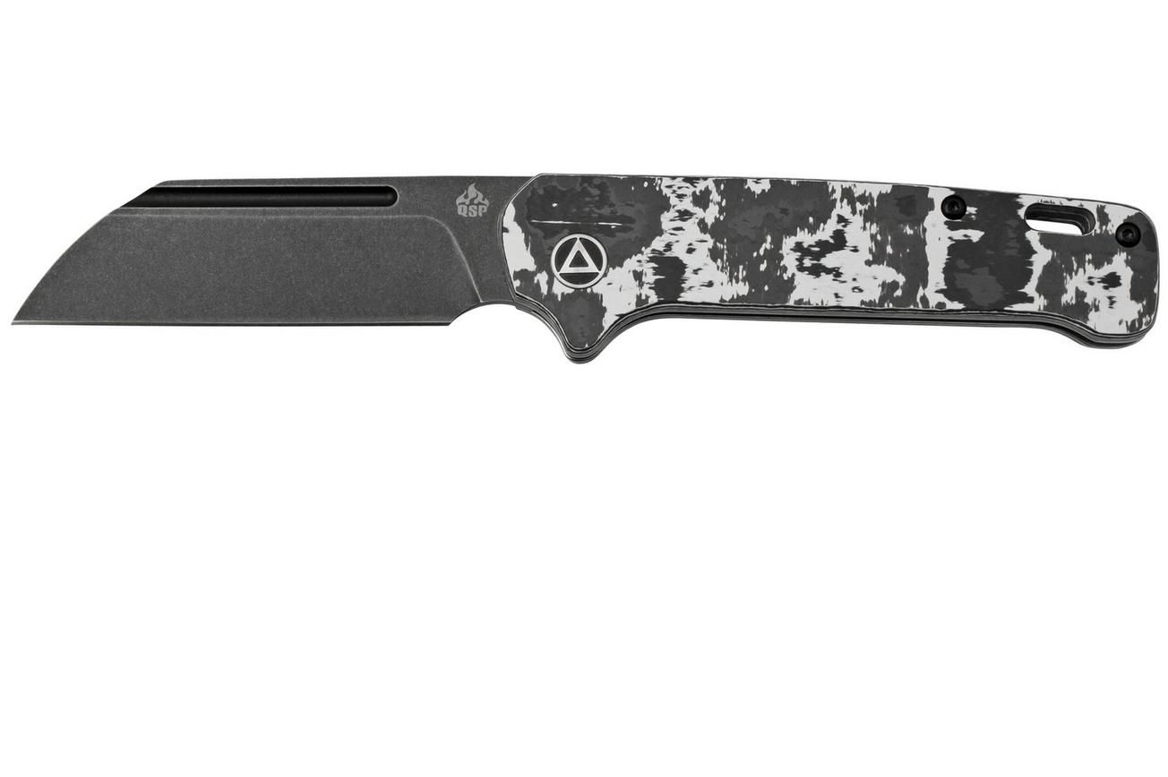 QSP Knife Penguin QS130SJ-G2 CPM 20CV Black Stonewashed, Fat Carbon White Storm, slipjoint zakmes