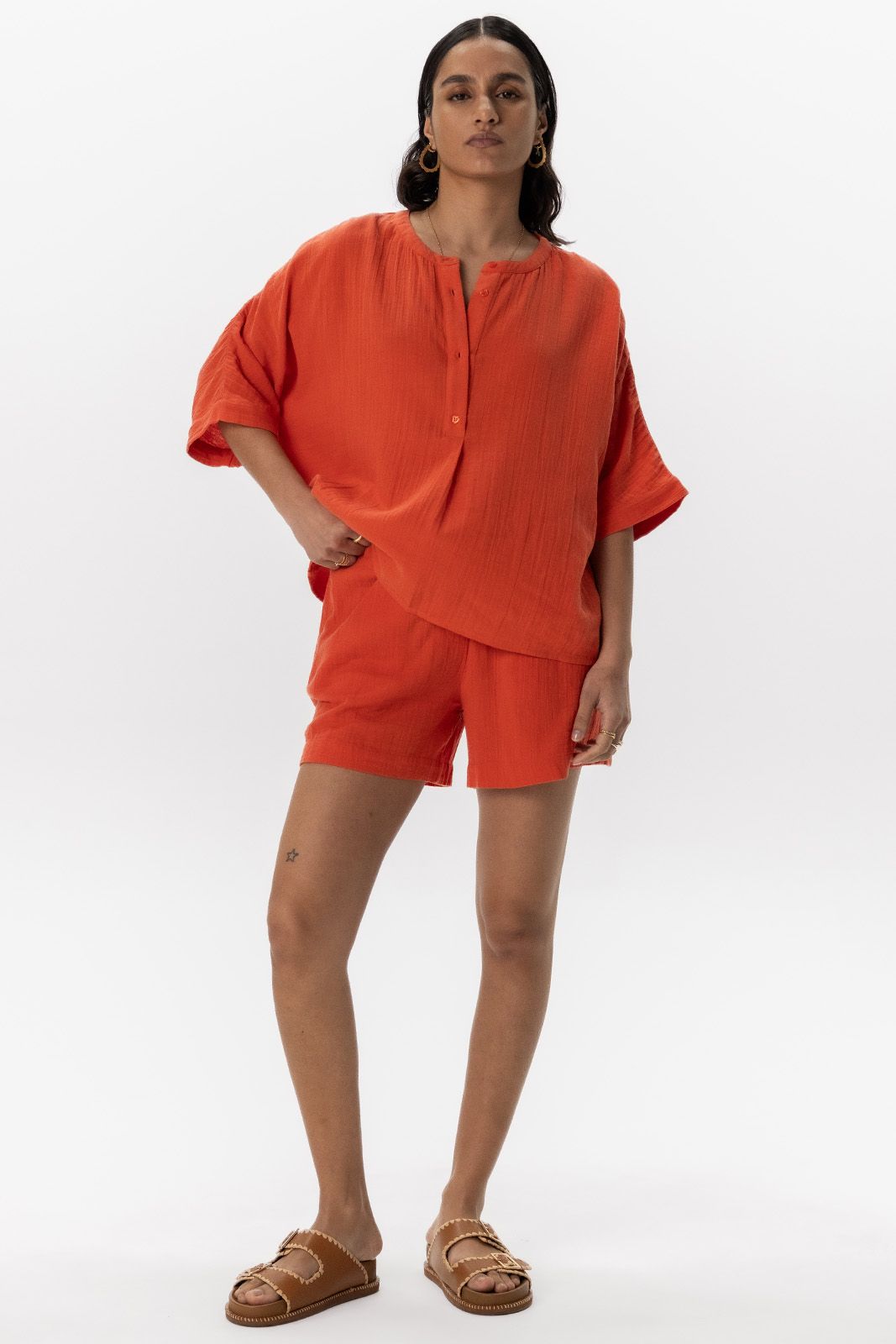 Oranje mousseline shorts