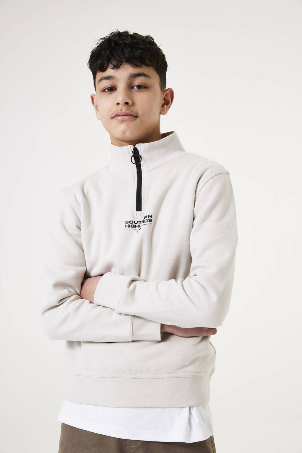 Garcia sweater met tekst ecru
