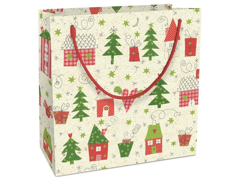 Braun   Company Geschenktasche Bullerbü 20 x 21 x 8 cm, Rot Geschenkverpackung aus Graspapier