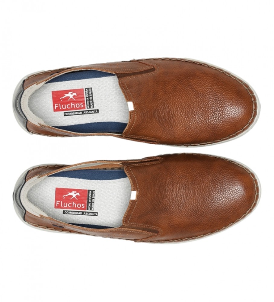 Sapatos de couro Fluchos F1714 marrom médio