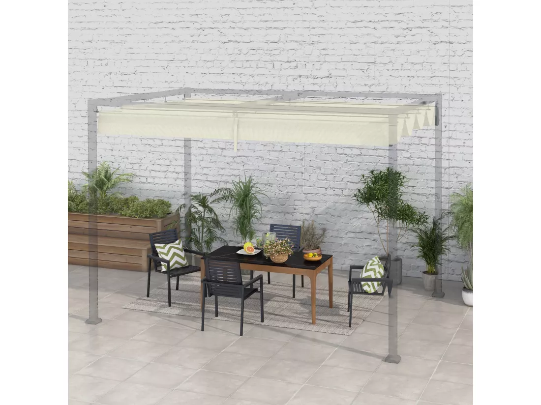 Toile de rechange pour pergola rétractable 3 x 2,15 m polyester haute densité 180 g/m² anti-UV30+ crème