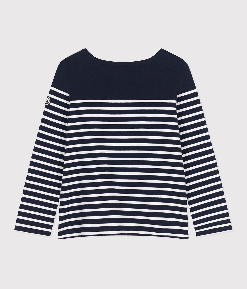 PETIT BATEAU<br>Camisa azul marinho de manga comprida de algodão
