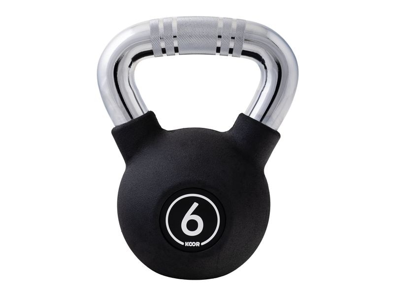KOOR Kettlebell 6 kg, Schwarz Kugelhantel für Krafttraining