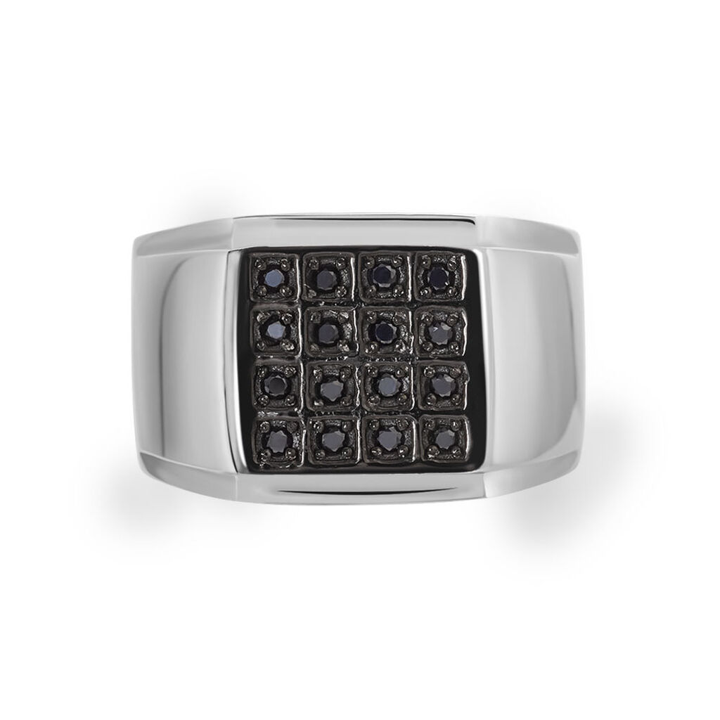 Bague Chevalière Acier Vieillit Teodor Oxydes De Zirconium