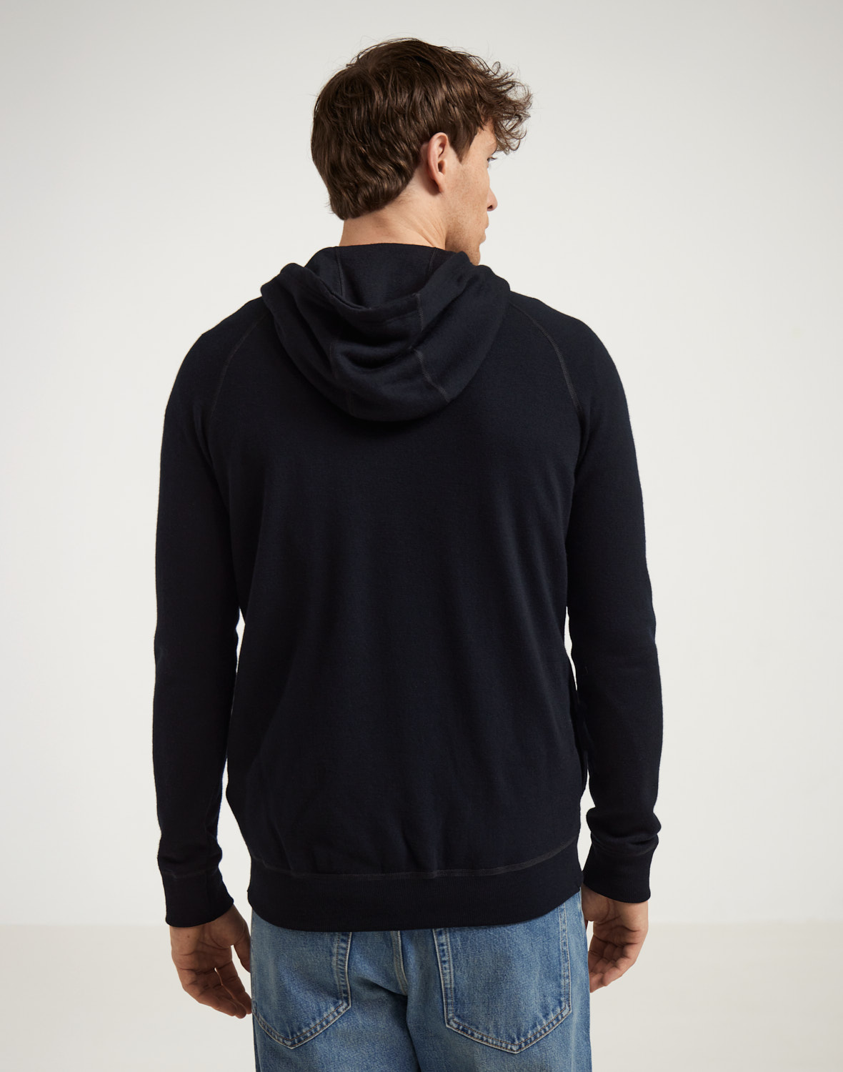 Vest met capuchon van merinowol terry voor heren