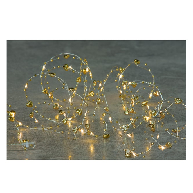 20er LED-Lichterdraht - Herzen - ca. 190 cm - gold