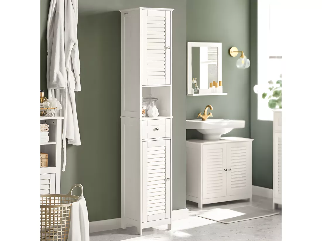 Meuble Colonne de Salle de Bain Armoire haute Meuble rangement, FRG236-W