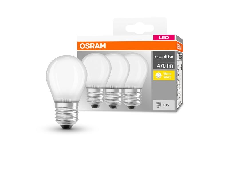 OSRAM Lampe Base Retro, 4W, E27, Warmweiss, 3er Box LED-Leuchtmittel
