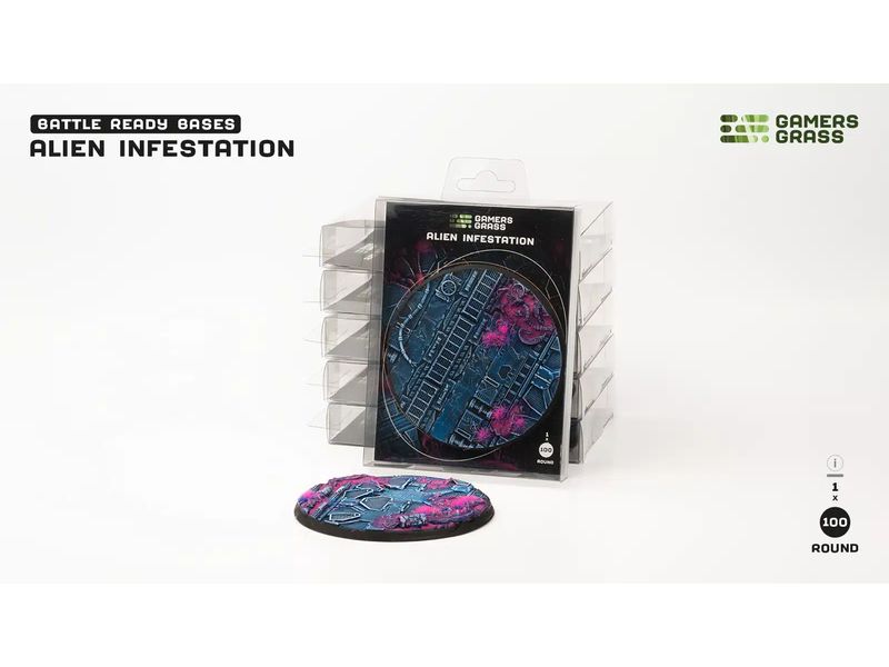 GamersGrass Base Alien Infestation round 100 mm (x1) Hochwertige Bases für den Miniaturenbau