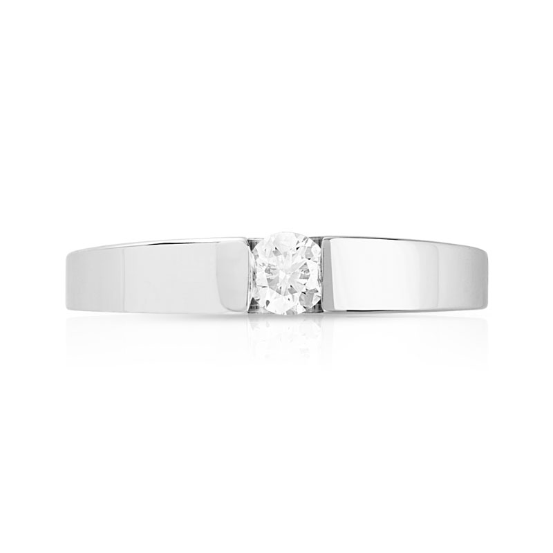 Bague solitaire or 750 blanc diamant 15/100e de ca